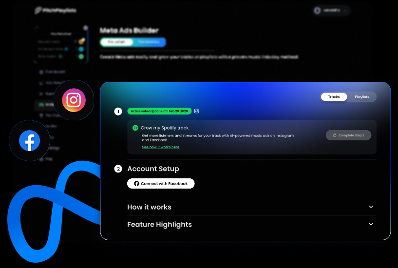 Meta ads builder tool campaign dashboard - music promotion services
